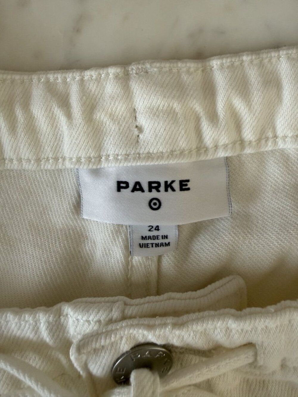 NWT Parke x Target Mid Rise Drawstring Baggy Jeans Cream Size 24 $55 [jb] - Picture 6 of 8